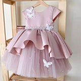 Mqtime Christmas Toddler Girl Ruffle Tulle Bowknot Princess Dresses For Baby Girls 1st Birthday Party Dress Flower Girls Wedding Gown