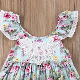 Mqtime Floral Lace Sling Dress Princess Dress Baby Girl Clothes Printing Bowknot Dress Baby Girls Dress For Girl Suit 1-5 Year Old