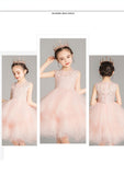 Elegant Sweet Long Beading Appliques Sleeveless Flower Girl Dress Kids Performance Show Party Birthday First Communion Gowns