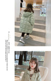 Kore Winter Kids Coats Children Girls  Mid-Length Jackets Fashion Thick Coats Hooded Coat Snowsuit Teen Warm Cotton Parkas