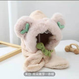 New Winter Childen Novelty Beanies Caps Girls Boys Warm Cute Dinosaur Antlers Hat Casual Plush Hat Scarf Sets Casual Kids Caps