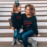 Mqtime Autumn Mother Daughter Matching Sweaters Family Set Butterfly Mom Mum Baby Mommy and Me Clothes Women Girls Cotton Sweatshirts