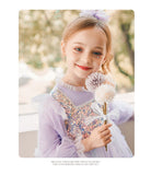 Spring Winter Long Sleeve Dress For Girls Children Birthday Wedding Party Clothing Kids Loose Mesh Hem Princess Ball Gowns 2-12Y