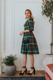 Mqtime Winter Mommy and Daughter Doll Neck Plaid Outfits New Year Christmas Family Matching Dresses Look Festival Dress