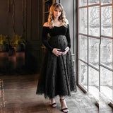 Mqtime Cotton Photo Shoot Pregnant tutu black Maternity Dresses dot Evening Party Costume for Women Photography Accessories