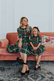 Mqtime Winter Mommy and Daughter Doll Neck Plaid Outfits New Year Christmas Family Matching Dresses Look Festival Dress