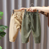 Mqtime Fashion Boys Pencil Pants 2-8T  Autumn Khaki Kids Trousers Children's Clothing Elastic Waist Casual Boy Cargo Pants