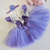 Mqtime Baby Girl Dress Cute Bow Newborn Princess Dresses for Baby 1 Year Birthday Dress Toddler Infant Party Dress Christening Gown
