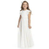 Mqtime Long White Dresses for Kids Girls Princess Elegant Wedding Guest Children Bridesmaid Lace Dress Party Evening Gown 3 6 14 Years