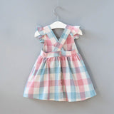 Mqtime Baby Girl Dress New Summer Korean Strap Plaid Casual Sleeveless Party Princess Dress Cute Children's Baby Kids Girls Clothing