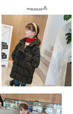 Kore Winter Kids Coats Children Girls  Mid-Length Jackets Fashion Thick Coats Hooded Coat Snowsuit Teen Warm Cotton Parkas