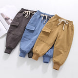 Mqtime Girls Pants Solid Color Children's Pockets Pants Children's Trousers  Spring and Autumn Girls Clothing