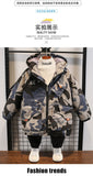 Mqtime Winter Camouflage Plus Velvet Warm Jacket coatChildren Windbreaker Cotton Padded Boys Faux Fur Collar  Parkas Snow Wear Outerwea