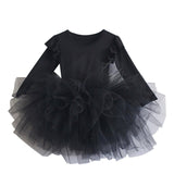 Baby Girl Princess Tulle Dress Fluffy Long Sleeve Infant Toddler Puffy Dress Tutu Black Green Party Pageant Dance Clothes 1-10Y