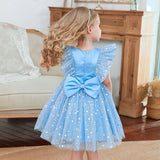 Mqtime Baby Girl Dress Cute Bow Newborn Princess Dresses for Baby 1 Year Birthday Dress Toddler Infant Party Dress Christening Gown