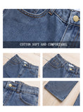 Mqtime Teenage Girls Jeans Spring Summer Casual Fashion Loose Blue Kids Leg Wide Pants School Children Trousers 6 8 10 12 Year