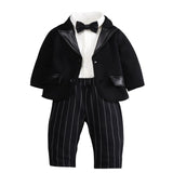 Mqtime Children Suit Baby Boys Clothes Newborn Tracksuit Formal Dresses Shirt+Pant+Coat+Cravat 4Pieces Costumes For Children 0-5Y