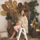 Mqtime Photo Shoot Handcraft Crochet Shawl Tassel Handmade Cotton Beige Cape Matched Pregnant Dresses for Maternity Photography Props