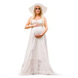 Mqtime Sexy Backless Maternity Photography Dress For Baby Shower Party Evening Pregnancy Maxi Gown White Pregnant Women Photoshoot Prop
