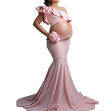 Sexy Maternity Dresses For Photo Shoot Ruffles Long Pregnancy Dress Photography Props 2022 Baby Shower Pregnant Women Maxi Gown