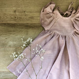 Mqtime   New Cotton And Linen Flower Girls Dress Summer Children Casual Petal Sleeve Sweet Princess Dresses Baby Girl Clothes TZ84