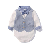 Mqtime Fashion Children Suit Baby Boys Clothes Newborn Tracksuit Formal Dresses Romper+Pant 2 Pieces Costumes For Children 0-2Y
