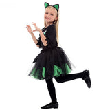 Girls Halloween Kitty Costume Kid Children Kigurumi Cat Catwomen animal Cosplay Carnival Purim Masquerade Stage play party dress