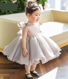 Mqtime Gray Flower Girl Baby Dress new Style Fluffy Ball Gown Performance Evening Dress Kids Clothes 1-10Y E36164