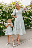 Mqtime  Mother Daughter Dress Floral Printed Family Matching Dresses Square Collar Dresses Summer Mommy and Me Clothes