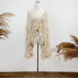 Mqtime Photo Shoot Handcraft Crochet Shawl Tassel Handmade Cotton Beige Cape Matched Pregnant Dresses for Maternity Photography Props