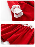 Toddler Kids Girl Red Christmas Lolita Dress Fall Children Baby Girls Vintage Lace Bow Princess Dresses Wedding Party New Year