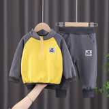 Mqtime Boy Clothing Set Autumn New Kids Sportswear Baby Boys Long Sleeves + Pant 2Pcs Outfit 1-6 Years Child Stitching Color Suit