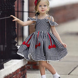 Mqtime New Girls Dress Fashion Casual Dress For Girls Navy Blue Plaid Kids Clothes Girls Child Clothing Vestidos For 2-6 Age