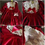 Toddler Kids Girl Red Christmas Lolita Dress Fall Children Baby Girls Vintage Lace Bow Princess Dresses Wedding Party New Year