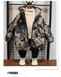 Mqtime Winter Camouflage Plus Velvet Warm Jacket coatChildren Windbreaker Cotton Padded Boys Faux Fur Collar  Parkas Snow Wear Outerwea