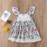 Mqtime Floral Lace Sling Dress Princess Dress Baby Girl Clothes Printing Bowknot Dress Baby Girls Dress For Girl Suit 1-5 Year Old