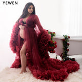 Mqtime Sexy Maternity Photography Dresses Organza Ruffle Pregnancy Shoot Dress Long Women Maxi Maternity Gown Photo Prop YEWEN