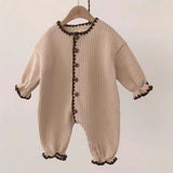 Mqtime New infant one-piece clothes climbing clothes female baby pure cotton long sleeve home clothes pajamas ha clothes