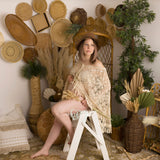 Mqtime Photo Shoot Handcraft Crochet Shawl Tassel Handmade Cotton Beige Cape Matched Pregnant Dresses for Maternity Photography Props