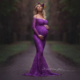 Mqtime 2023 Mermaid Maternity Dresses For Photo Shoot Lace Maxi Maternity Gown Off Shoulder Sexy Women Pregnancy Dress Photography Prop