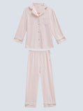 Mqtime Children‘s Girl’s Lolita Turndown Collar Pajama Sets.Cotton Tops+Pants.Toddler Kids Lace Pyjamas set.Girl Sleepwear Loungewear