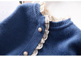 Autumn Baby Girls Coat Baby Lace Solid Sweaters Toddler Knit Cardigans Knitwear Long-sleeve Cotton Single Breasted Jacket Tops