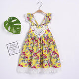 Mqtime Floral Lace Sling Dress Princess Dress Baby Girl Clothes Printing Bowknot Dress Baby Girls Dress For Girl Suit 1-5 Year Old