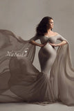 Mqtime Sexy Shoulderless Maternity Photography Props Long Dress For Pregnant Women Fancy Pregnancy Dress Elegence Maxi Gown Photo Shoot