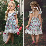 Mqtime Floral Lace Sling Dress Princess Dress Baby Girl Clothes Printing Bowknot Dress Baby Girls Dress For Girl Suit 1-5 Year Old