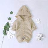 Knitted Baby Romper Toddler Jumpsuit for Baby Boys Girls Autumn warm Romper With Hooded Infant Outerwear Newborn Baby Clothes