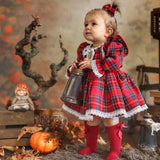 1-6Y Christmas Girls Red Dress Toddler Baby Kid Girls Lace Ruffles Tutu Party Dress Plaid Xmas Costumes Children Clothes