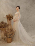 Photography Props Maternity Dresses for Photo Shoots Pregnancy Pregnant Mesh Perspective Korean Dress Studio Photo Prop