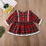 1-6Y Christmas Girls Red Dress Toddler Baby Kid Girls Lace Ruffles Tutu Party Dress Plaid Xmas Costumes Children Clothes