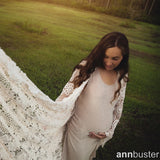 Mqtime Photo Shoot Boho Maternity Dress Vintage Soft Cotton Pregnant Embroidery Party Robe Maxi Gown Photography Prop Baby Shower Gift